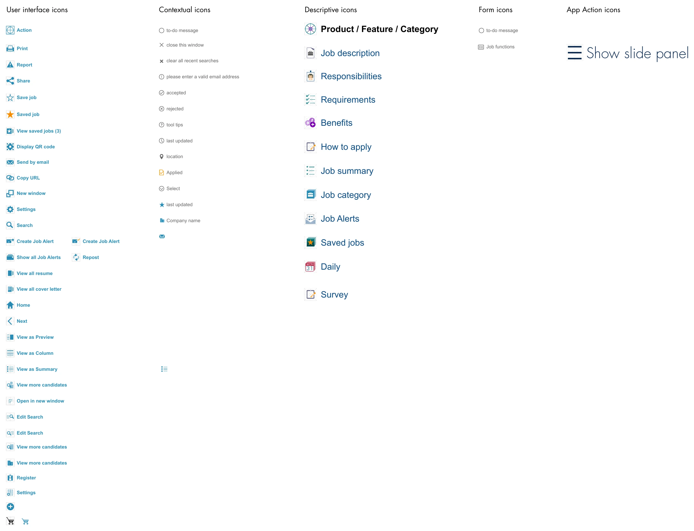 jobsDB visual refresh: UI, contextual and feature icon library