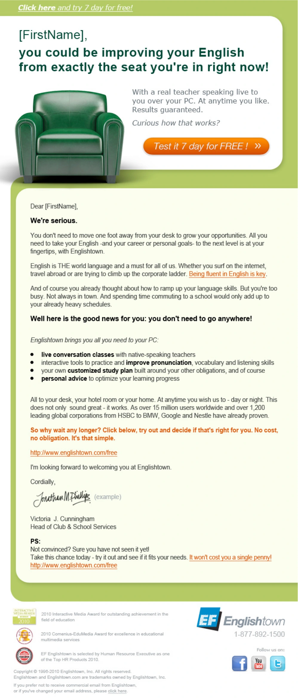 Englishtown campaigns: EF / Email marketing, view 2 of 3