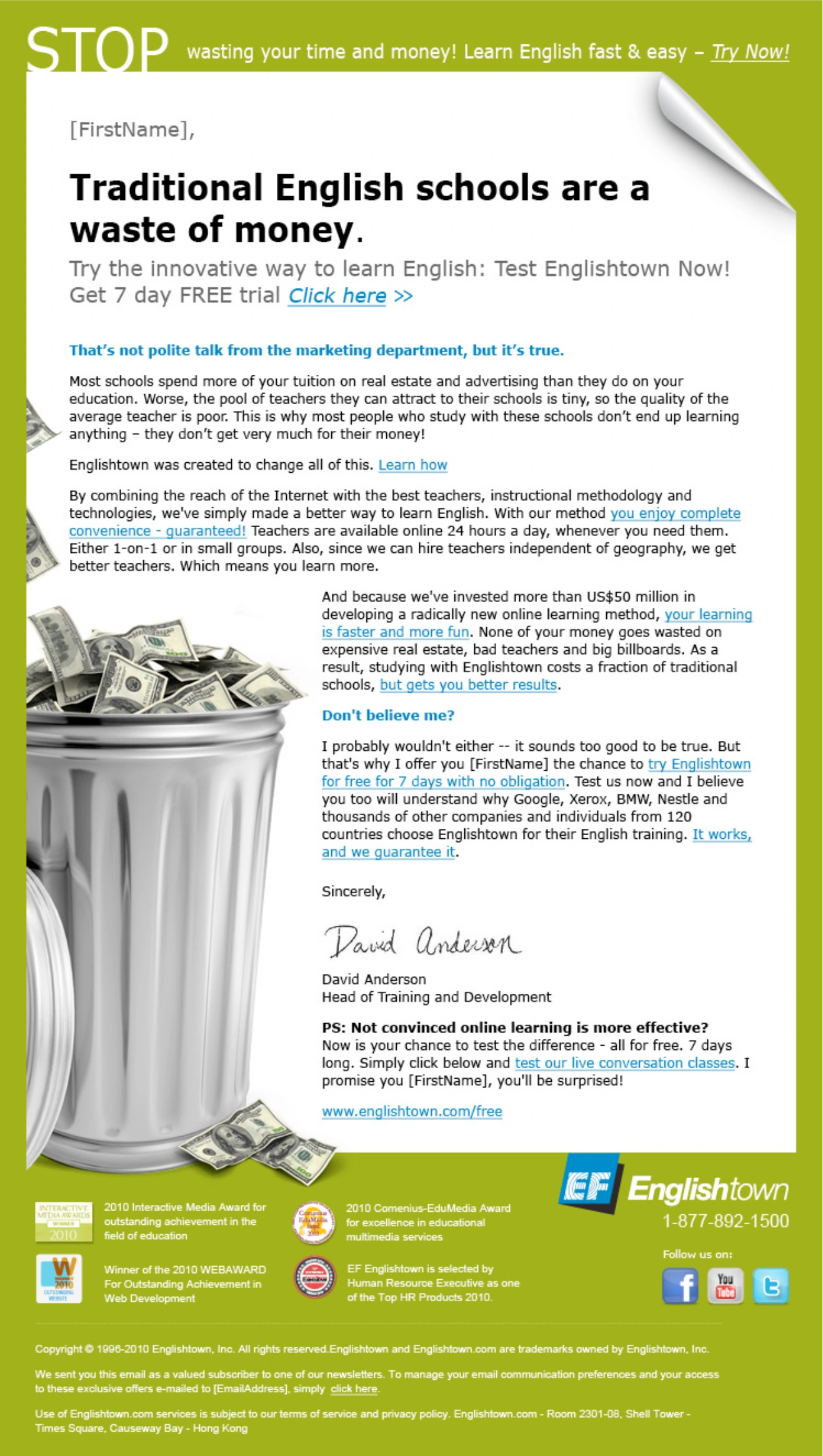 Englishtown campaigns: EF / Email marketing, view 3 of 3