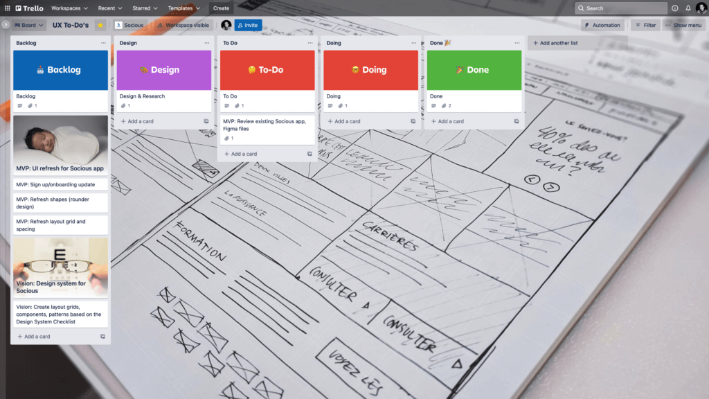 Kanban board for Socious